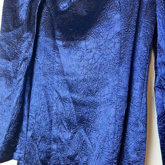 Samsøe Samsøe Nomie Gathered Textured Satin Mini Dress Size Large Navy Blue - Picture 6 of 9